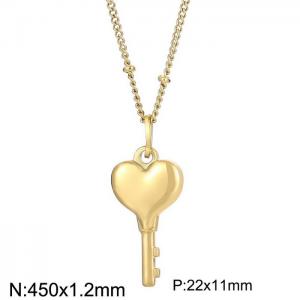 450x1.2mm Gold-plating Special Stainless Steel Heart Shaped Key Pendant Necklace Color Gold - KN235281-Z