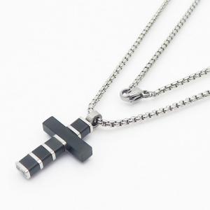 Stainless Steel Black-plating Necklace - KN235912-AQ