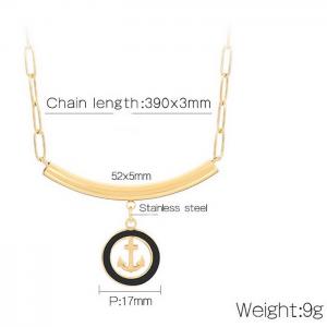 390×3mm 14k Gold Plated Dainty Rectangle Paperclip Link Chain With Carved Anchor Pendant Necklace Stainless Steel - KN236516-NT