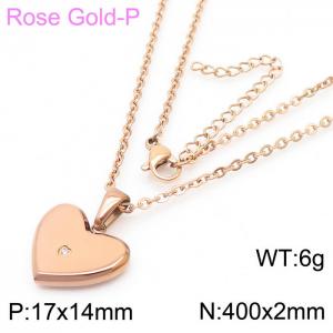 French inlaid zircon heart-shaped stainless steel women's necklace - KN236636-KPD
