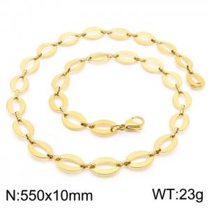 55cm Gold Color Stainless Steel Elliptic Link Chian Necklace - KN236712-Z