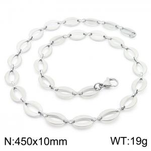 45cm Silver Color Stainless Steel Elliptic Link Chian Necklace - KN236717-Z