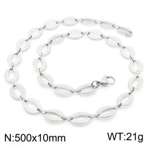 50cm Silver Color Stainless Steel Elliptic Link Chian Necklace - KN236718-Z