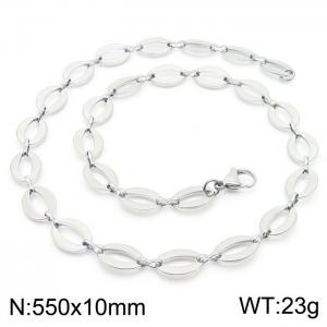 55cm Silver Color Stainless Steel Elliptic Link Chian Necklace - KN236719-Z