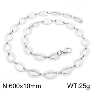 60cm Silver Color Stainless Steel Elliptic Link Chian Necklace - KN236720-Z