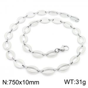 75cm Silver Color Stainless Steel Elliptic Link Chian Necklace - KN236723-Z