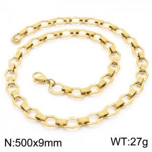 50cm Gold Color Stainless Steel Diamond Link Chian Necklace - KN236725-Z