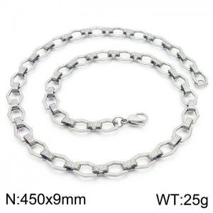 45cm Silver Color Stainless Steel Diamond Link Chian Necklace - KN236731-Z