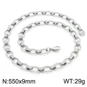 55cm Silver Color Stainless Steel Diamond Link Chian Necklace - KN236733-Z