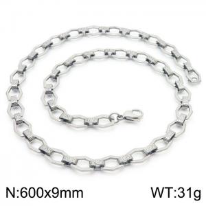 60cm Silver Color Stainless Steel Diamond Link Chian Necklace - KN236734-Z