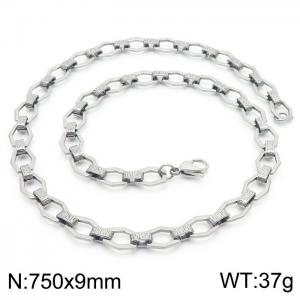 75cm Silver Color Stainless Steel Diamond Link Chian Necklace - KN236737-Z