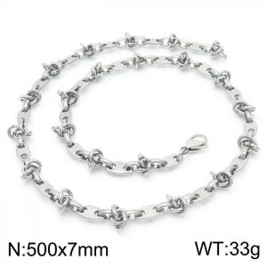 50cm Silver Color Stainless Steel Pig Nose Link Chain Necklace - KN236746-Z