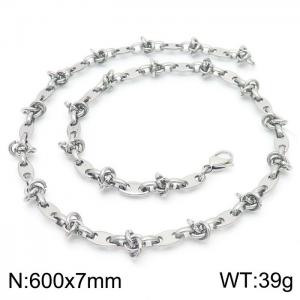 60cm Silver Color Stainless Steel Pig Nose Link Chain Necklace - KN236748-Z