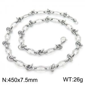 45cm Silver Color Stainless Steel Diamond Link Chain Necklace - KN236759-Z