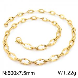 50cm Gold Color Stainless Steel Diamond Link Chain Necklace - KN236767-Z