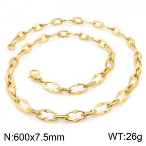 60cm Gold Color Stainless Steel Diamond Link Chain Necklace - KN236769-Z