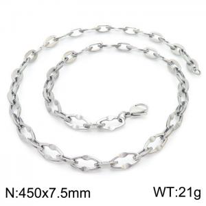 45cm Silver Color Stainless Steel Diamond Link Chain Necklace - KN236773-Z