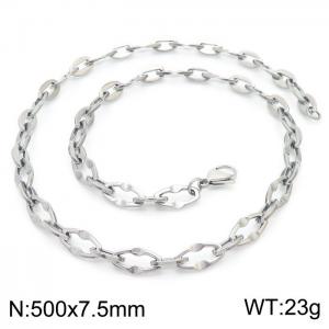 50cm Silver Color Stainless Steel Diamond Link Chain Necklace - KN236774-Z