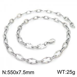 55cm Silver Color Stainless Steel Diamond Link Chain Necklace - KN236775-Z
