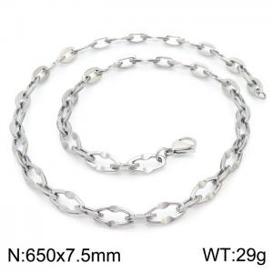 65cm Silver Color Stainless Steel Diamond Link Chain Necklace - KN236777-Z