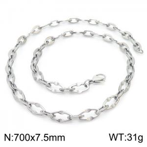 70cm Silver Color Stainless Steel Diamond Link Chain Necklace - KN236778-Z