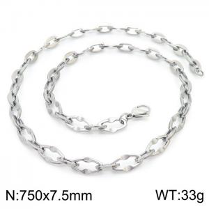 75cm Silver Color Stainless Steel Diamond Link Chain Necklace - KN236779-Z