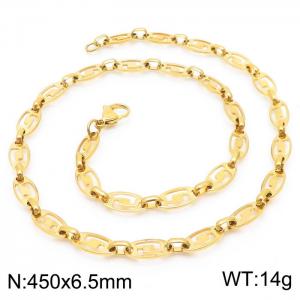 45cm Gold Color Stainless Steel Elliptic Link Chain Necklace - KN236780-Z