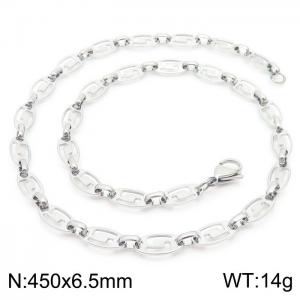 45cm Silver Color Stainless Steel Elliptic Link Chain Necklace - KN236787-Z