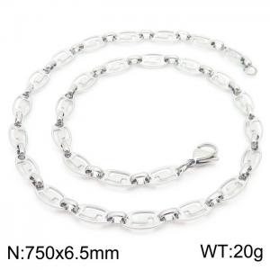75cm Silver Color Stainless Steel Elliptic Link Chain Necklace - KN236793-Z