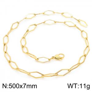 50cm Gold Color Stainless Steel Elliptic Link Chain Necklace - KN236795-Z