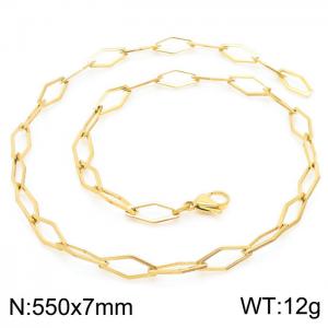 55cm Gold Color Stainless Steel Elliptic Link Chain Necklace - KN236796-Z