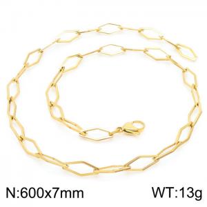 60cm Gold Color Stainless Steel Elliptic Link Chain Necklace - KN236797-Z