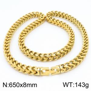 8x650mm Stainless Steel Gold Foxtail Chain Necklace - KN236909-KFC