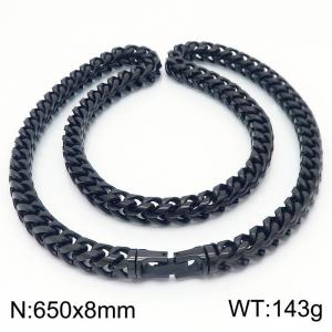 8x650mm Stainless Steel Black Foxtail Chain Necklace - KN236910-KFC