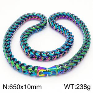 10x650mm Stainless Steel Colorful Foxtail Chain Necklace - KN236913-KFC