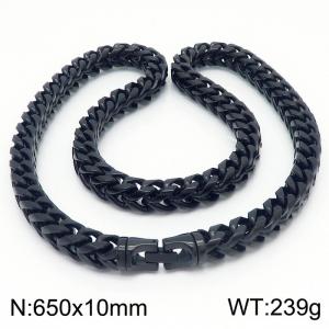10x650mm Stainless Steel Black Foxtail Chain Necklace - KN236915-KFC