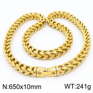 10x650mm Stainless Steel GOLD Foxtail Chain Necklace - KN236916-KFC