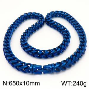 10x650mm Stainless Steel Blue Foxtail Chain Necklace - KN236917-KFC