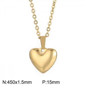 1.5mm Cabal Chain Heart Pendant Stainless Steel Gold Necklace - KN236925-Z