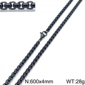 Stainless steel 600x4mm square pearl chain black simple necklace - KN236995-Z