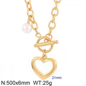 ins minimalist cold wind heart titanium steel necklace - KN237434-Z