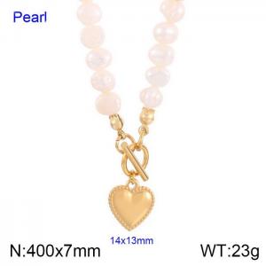 European and American fashion cross-border jewelry temperament pearl heart necklace - KN237444-Z