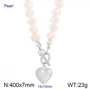 European and American fashion cross-border jewelry temperament pearl heart necklace - KN237447-Z