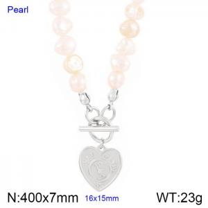 European and American fashion cross-border jewelry temperament pearl heart necklace - KN237448-Z