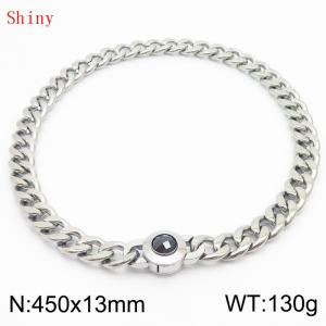 450mm Stainless Steel&Black Zircon Cuban Chain Necklace - KN238645-Z