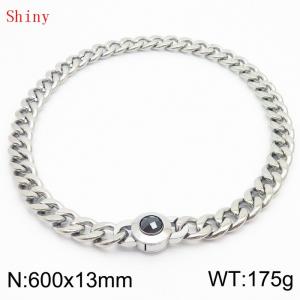 600mm Stainless Steel&Black Zircon Cuban Chain Necklace - KN238648-Z