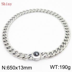 650mm Stainless Steel&Black Zircon Cuban Chain Necklace - KN238649-Z