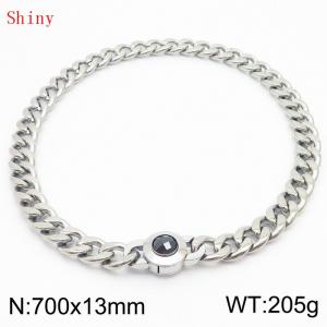 700mm Stainless Steel&Black Zircon Cuban Chain Necklace - KN238650-Z