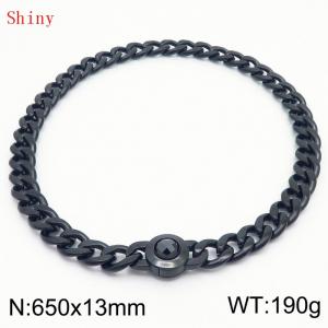 650mm Black-Plated Stainless Steel&Black Zircon Cuban Chain Necklace - KN238663-Z
