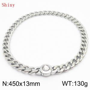 450mm Stainless Steel&Translucent Zircon Cuban Chain Necklace - KN238666-Z